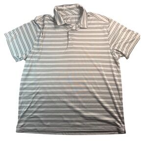 Mens 2XL Under Armour Golf Polo Shirt Gray Black Stripe Short Sleeve Performance